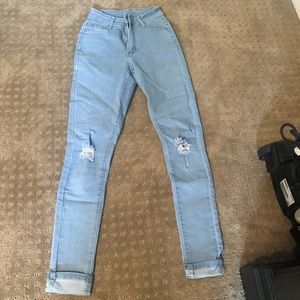 Fashion Nova High Rise Ripped Skinny Jeans